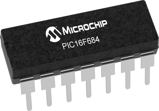 Image result for pic16f684 14 pin microcontroller"