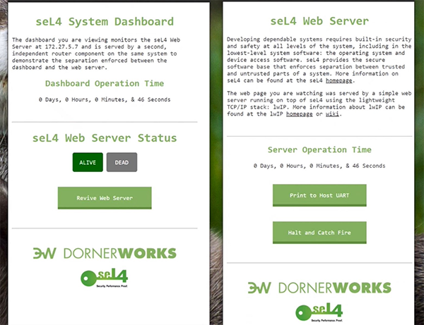 seL4 System Dashboard and Web Server