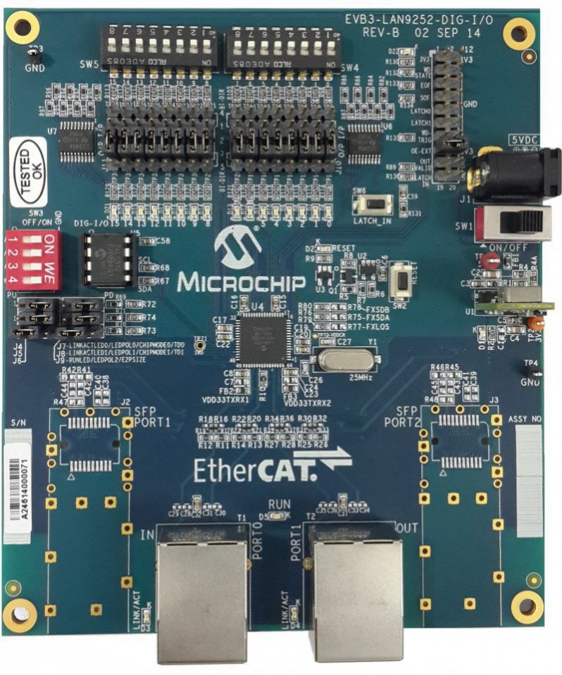 LAN9252 – ETHERCAT DEVICE CONTROLLER EVALUATION KIT WITH DIG-IO PDI  INTERFACE