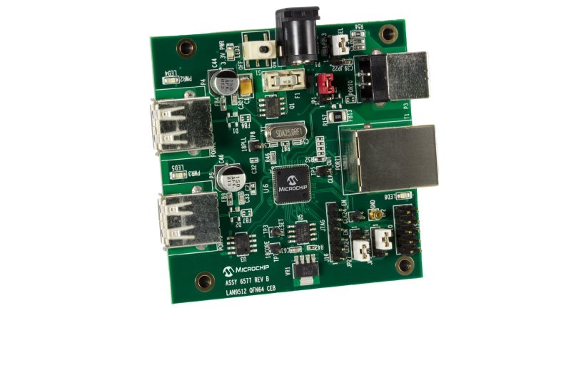 EVB9512_LAN9512-High-Speed-USB-2.0-to-10-100-Ethernet-Hub-Evaluation-Board_Angle_Transparent