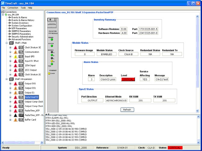 TimeCraft Web GUI for Telecom Synchronization Products