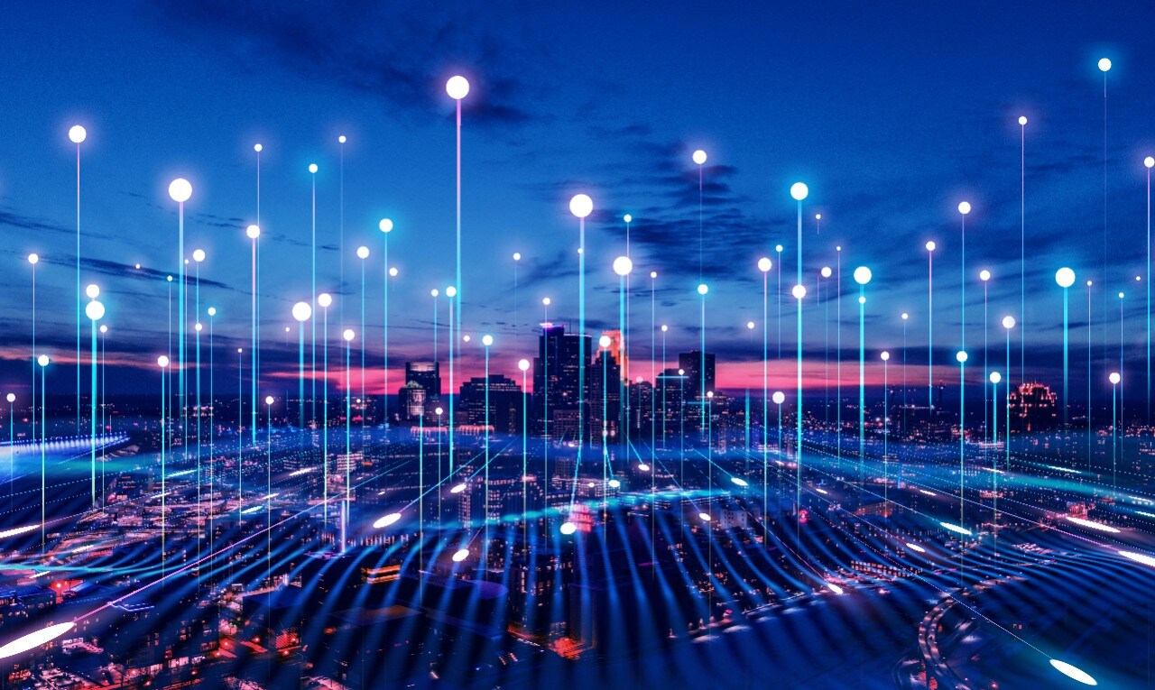 Big data connection technology. Smart city and digital transformation.Telecommunication and communication network concept. Big data connection technology. Smart city and digital transformation.Telecommunication and communication network concept.