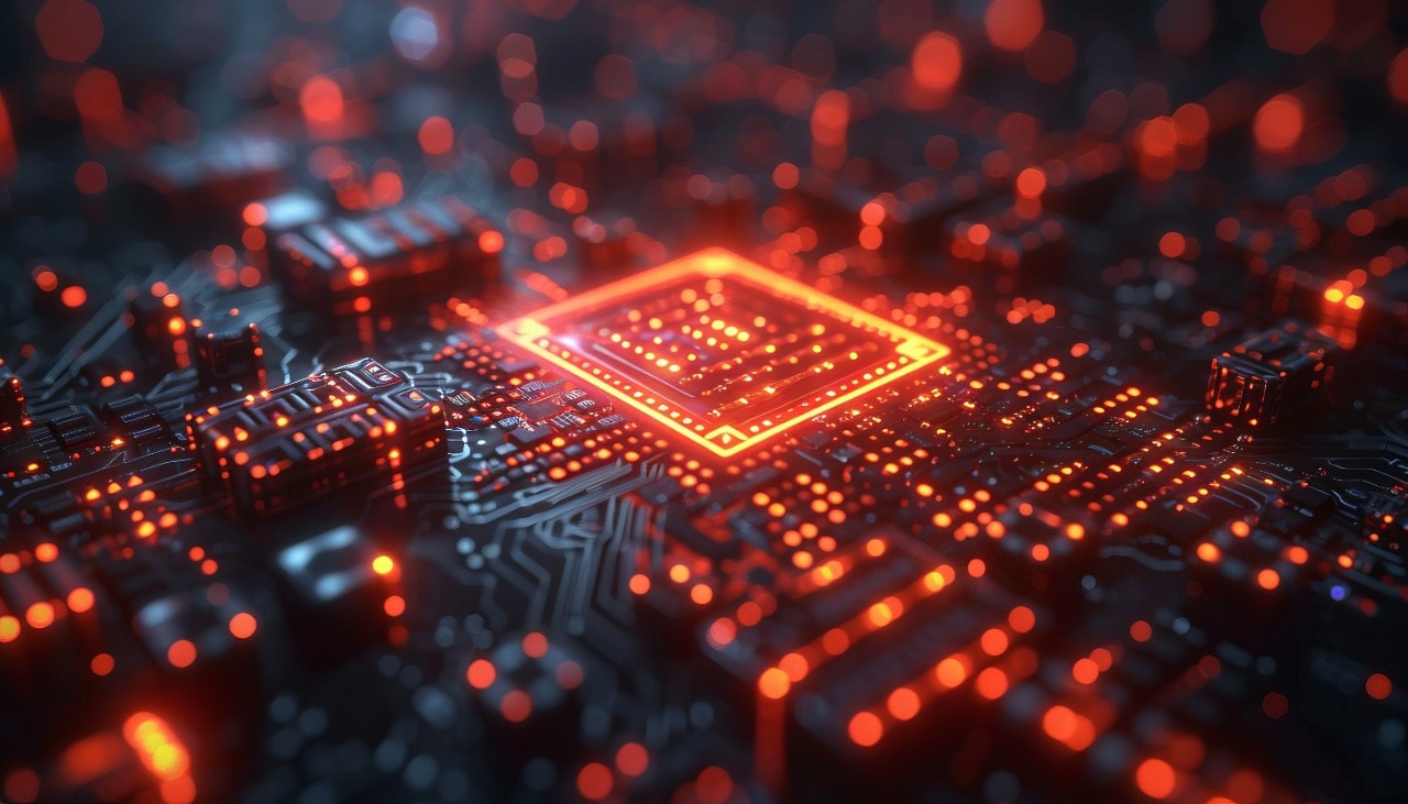 A technology background with data represented in light. 