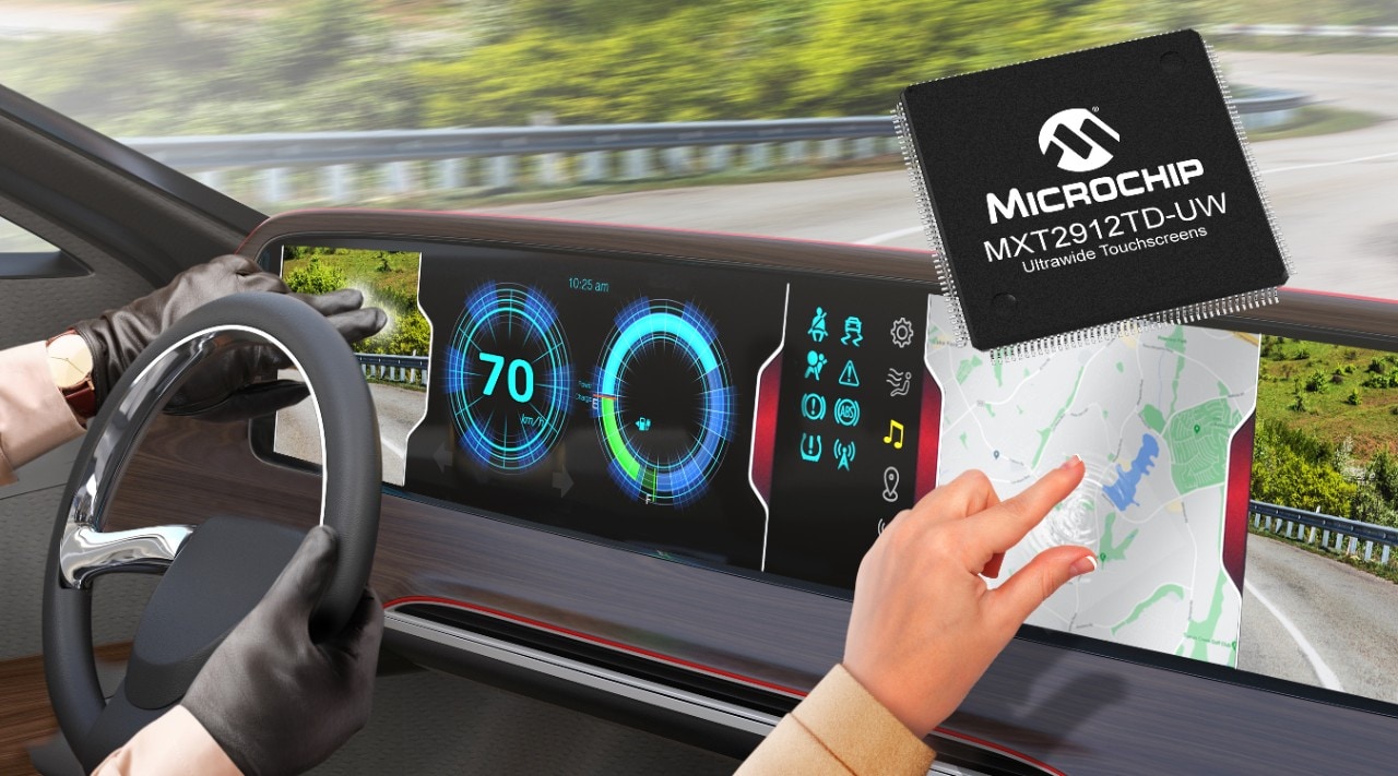 Close-up view of self-driving electric car's interior.  Wide dashboard with generic multimedia icons design. 3D rendering image.