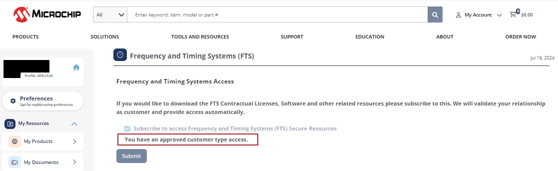 Screen: Updated status notification in FTS homepage