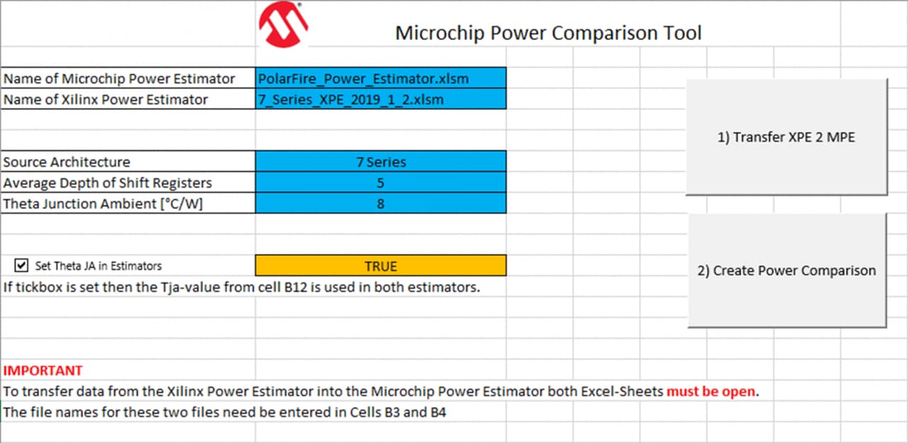 Microchip Power Comparison Tool