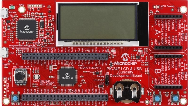 PIC24F LCD and USB Curiosity Boards
