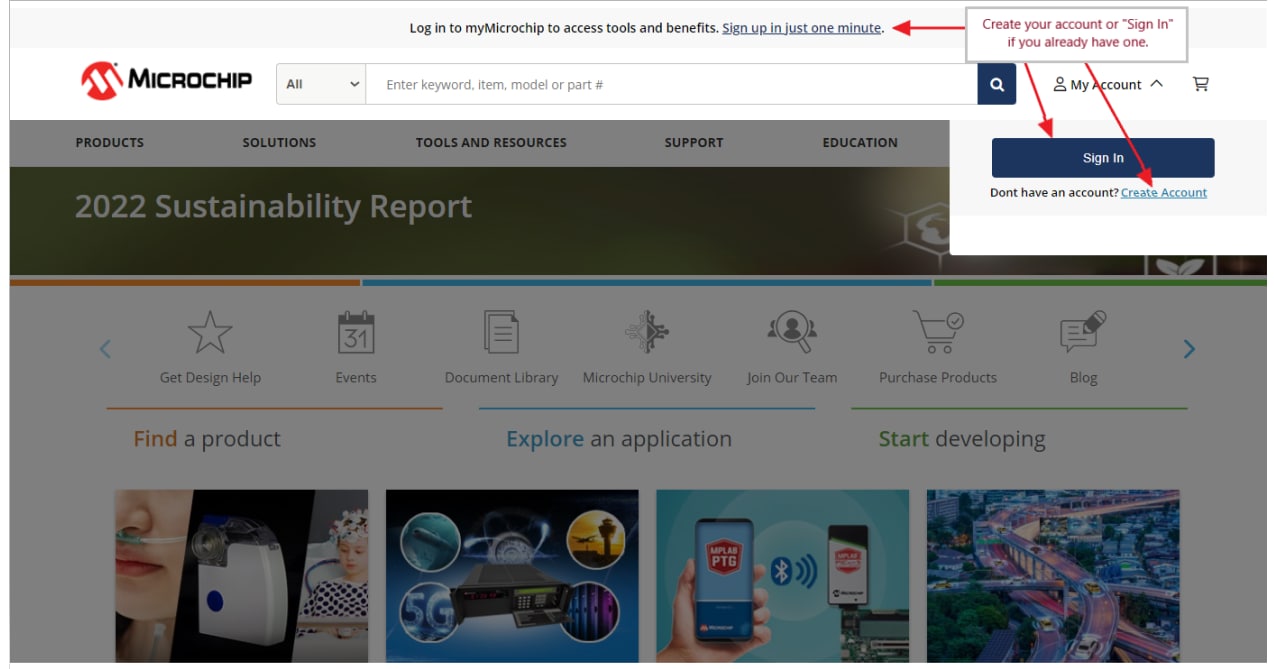 Select "Forget Password" to reset password for myMicrochip account