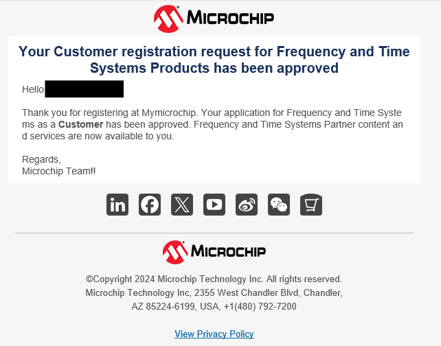 Screen: Email notification your request has been approved