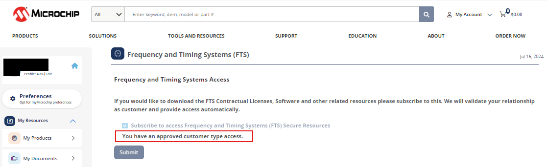 Screen: Updated status notification in FTS homepage