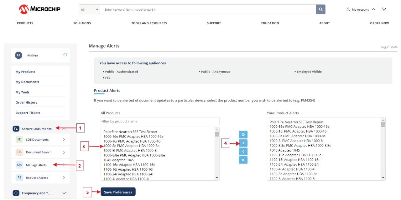 Screen: Manage Alerts