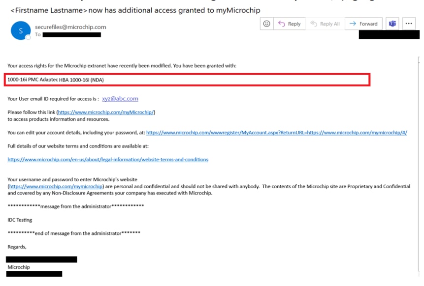 Screen: Follow-up Email Confirming Access to Products Has Been Granted (Highlighted in Red Box)